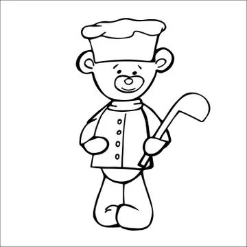 Outlined bear cook toy. Isolated on white background Stock Illustration