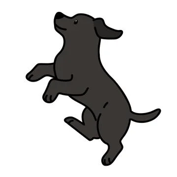 Outlined black Labrador jumping in side view illustration Stock Illustration