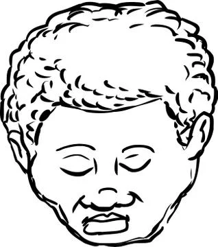 Outlined Black man with closed eyes Stock Illustration