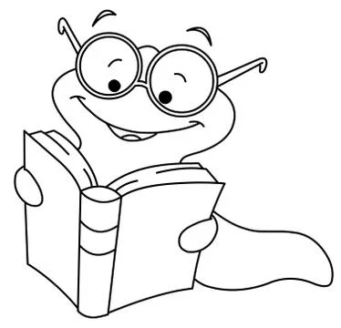 Outlined book worm Stock Illustration