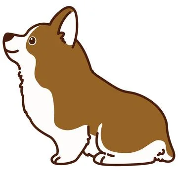 Outlined brown Corgi sitting in side view Stock Illustration
