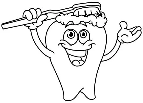 Outlined brushing tooth Stock Illustration