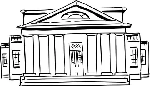 Outlined building with columns Ilustración de archivo