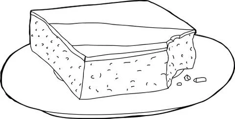 Outlined Cake with Missing Bite Stock Illustration