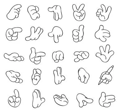 Outlined cartoon hands Illustrazione stock