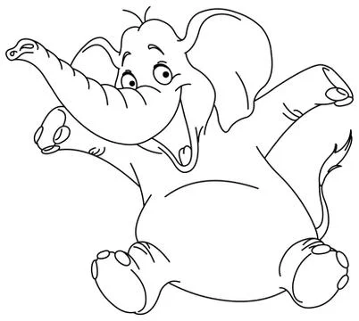Outlined cheerful elephant Stock Illustration
