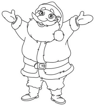 Outlined cheerful santa Stock Illustration