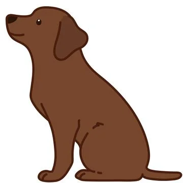 Outlined chocolate Labrador sitting in side view Stock Illustration