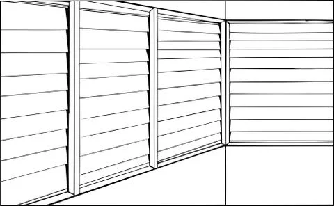 Outlined Closed Blinds on Windows Stock Illustration
