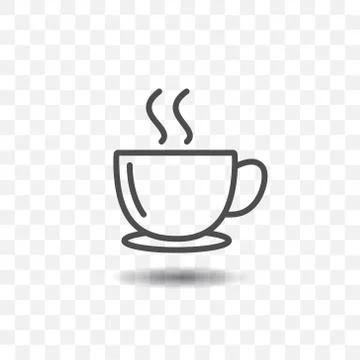 Outlined coffee cup icon simple vector on transparent background. Stock Illustration