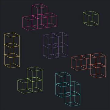 Outlined colorful bricks Stock Illustration