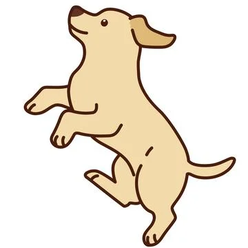 Outlined cream Labrador jumping in side view Stock Illustration