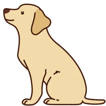 Outlined cream Labrador sitting in side view Stock Illustration