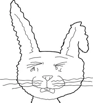 Outlined Crying Rabbit Stock Illustration