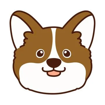 Outlined cute brown Corgi front face Stock Illustration