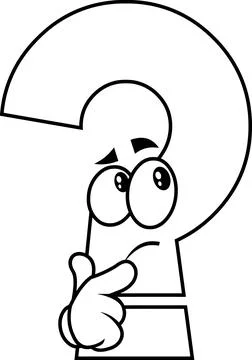 Outlined Cute Question Mark Cartoon Character Thinking Stockillustratie