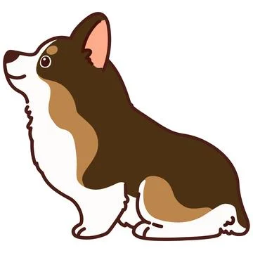 Outlined cute sable colored Corgi sitting in side view Stock Illustration