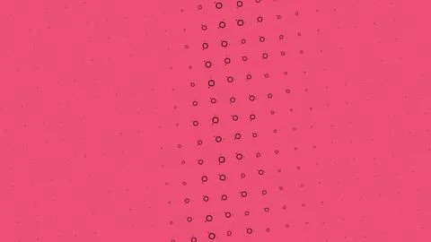 Outlined dark rings emerge in a vertical wave across a vivid pink field, cr.. Stock Illustration