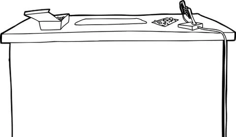 Outlined desk with electronics Illustrazione stock