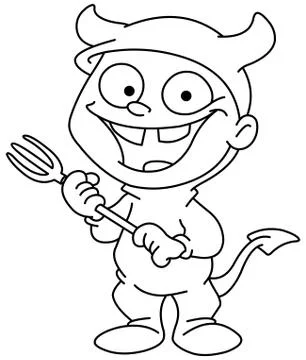 Outlined devil kid Stock Illustration