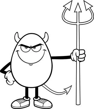 Outlined Deviled Egg Cartoon Character Pointing To A Blank Sign Stock Illustration