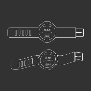 Outlined digital watches Stock Illustration