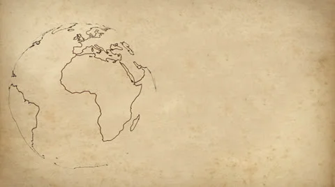 Outlined Earth Rotates on Aged Paper Vidéo 23946327