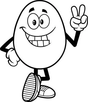 Outlined Easter Egg Cartoon Character Showing Victory Hand Sign Stock-Illustration