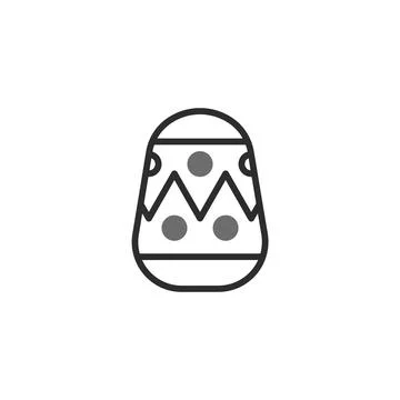 Outlined easter egg icon with geometric accents and muted colors for design.. Stock Illustration