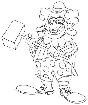 Outlined evil scary clown Stock Illustration