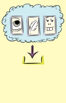 Outlined Files to Download From Cloud Stock Illustration