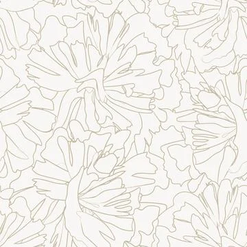 Outlined Floral Seamless Pattern Design Stock Illustration