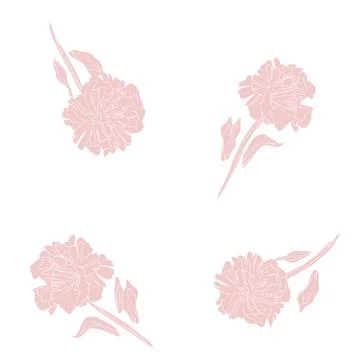 Outlined Floral Seamless Pattern Design Stock Illustration
