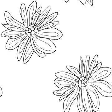 Outlined Floral Seamless Pattern Design Illustrazione stock