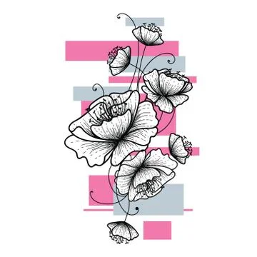 Outlined flowers bunch vector image Stock Illustration