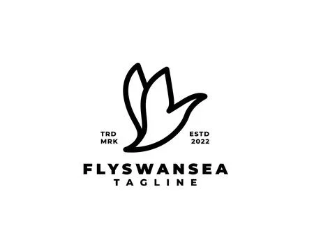 Outlined fly swan logo Stock Illustration