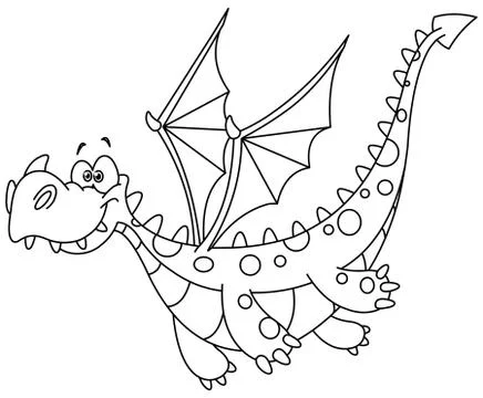 Outlined flying dragon Stock Illustration