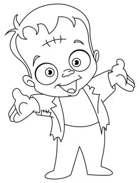 Outlined Frankenstein kid Stock Illustration