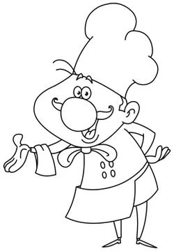 Outlined friendly chef Illustrazione stock