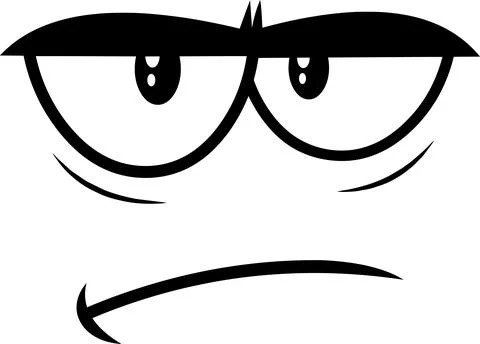 Outlined Grumpy Cartoon Funny Face With Sadness Expression Illustrazione stock
