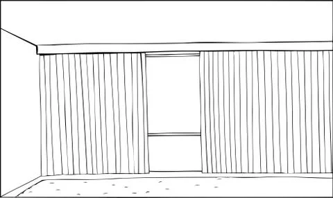 Outlined Half Open Blinds Stock Illustration