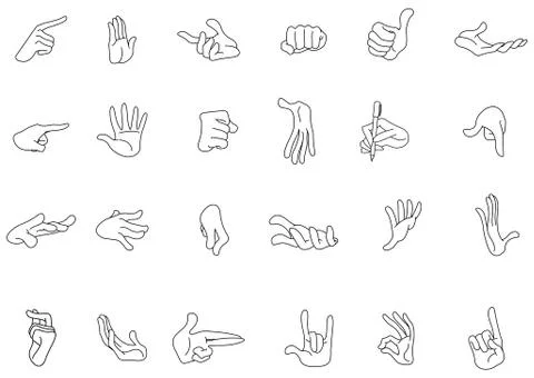 Outlined hand gestures Stock Illustration