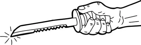 Outlined Hand Holding Blade Stock Illustration