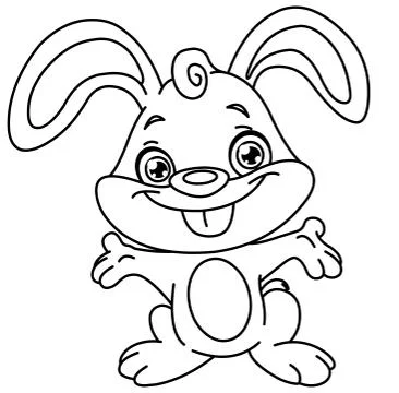 Outlined happy bunny Stock Illustration