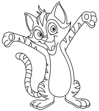 Outlined happy cat Stock Illustration