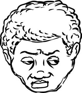 Outlined head of worried Black man Stock Illustration