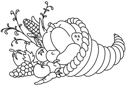 Outlined horn of plenty Stock Illustration