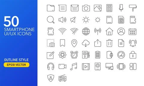 Outlined icon of smartphone user interface.  Stock Illustration
