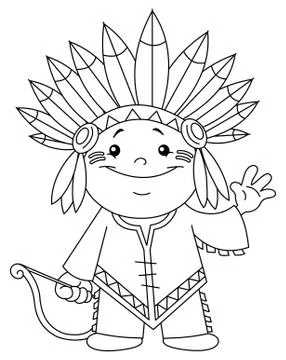 Outlined Indian kid Stock Illustration
