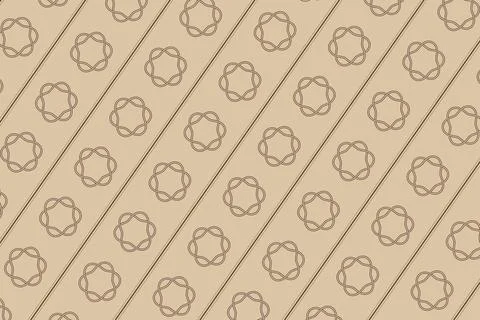 Outlined interwoven loop motifs repeat between slim diagonal lines across a.. Stock-Illustration
